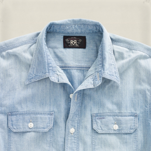 RRL Waverly Chambray Work Shirt in Blue 