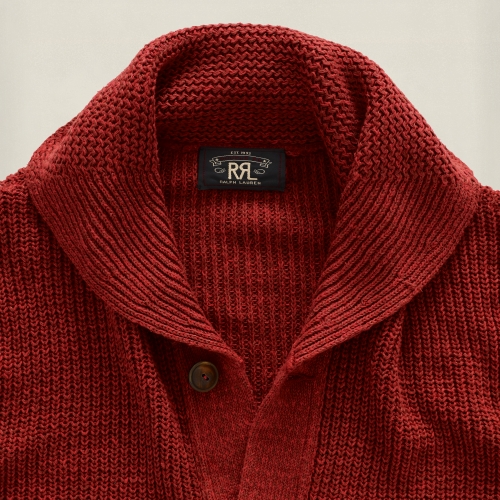 mens red shawl collar cardigan sweater