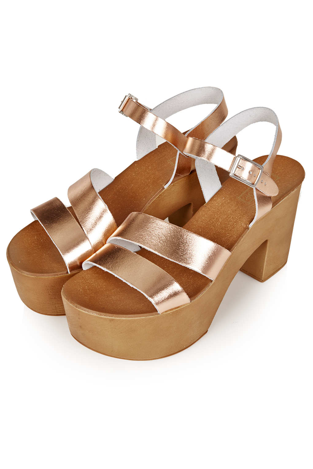 TOPSHOP Nelson Chunky Two Part Sandals in Rose Gold (Brown) - Lyst