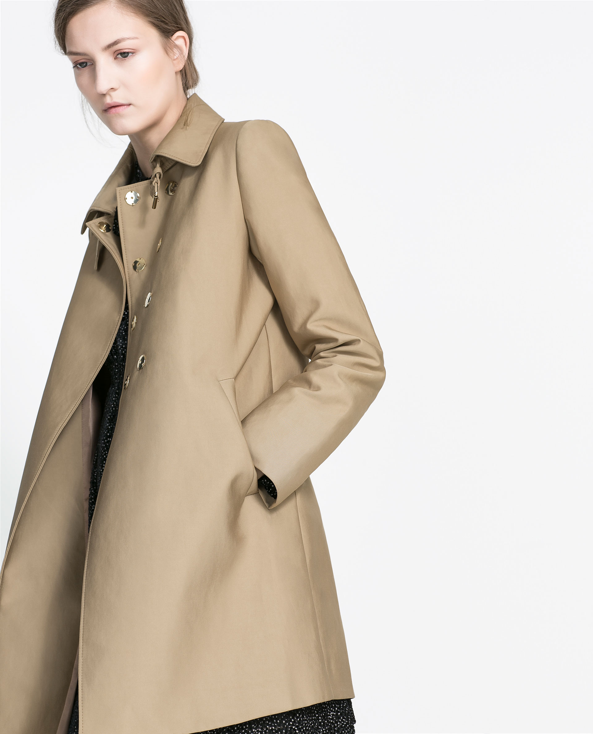 Zara Cotton Trench Coat in Brown Lyst