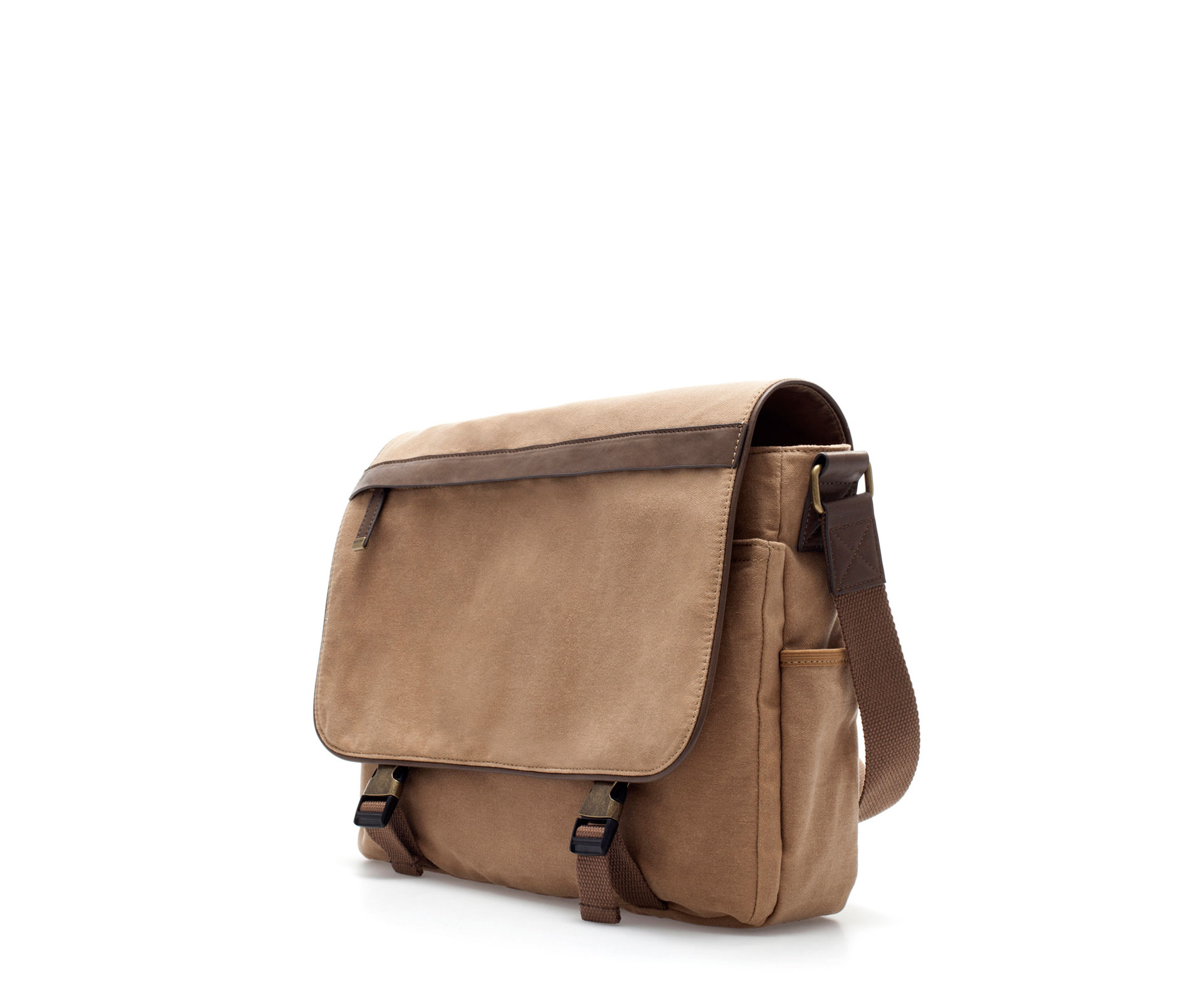 Zara Oiled Fabric Messenger Bag in Natural for Men Lyst
