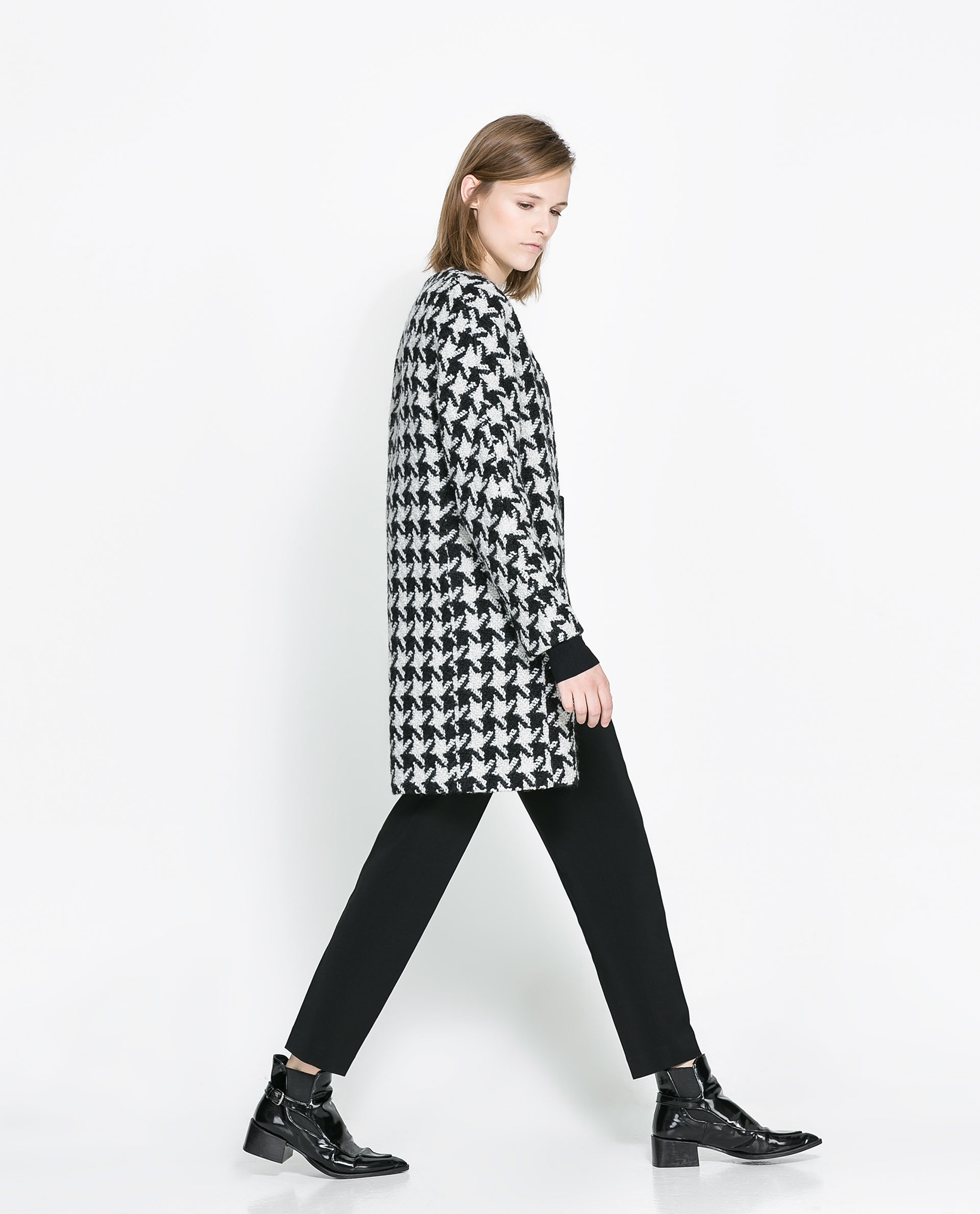 Zara Houndstooth Coat in Black Lyst