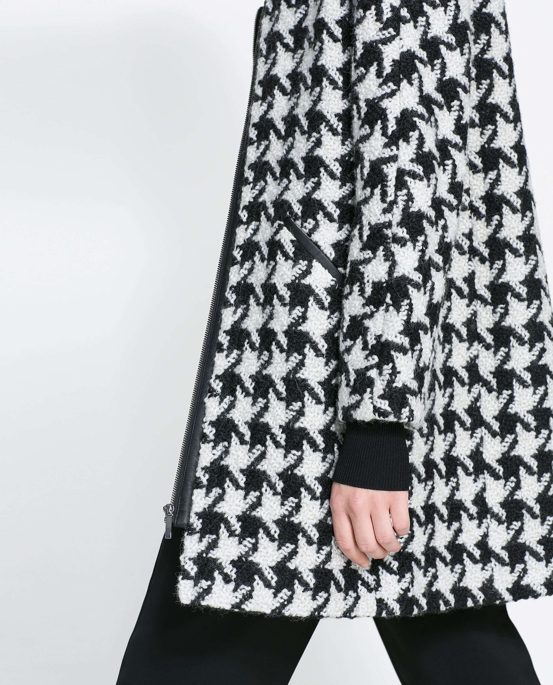 Zara Houndstooth Coat in Black Lyst