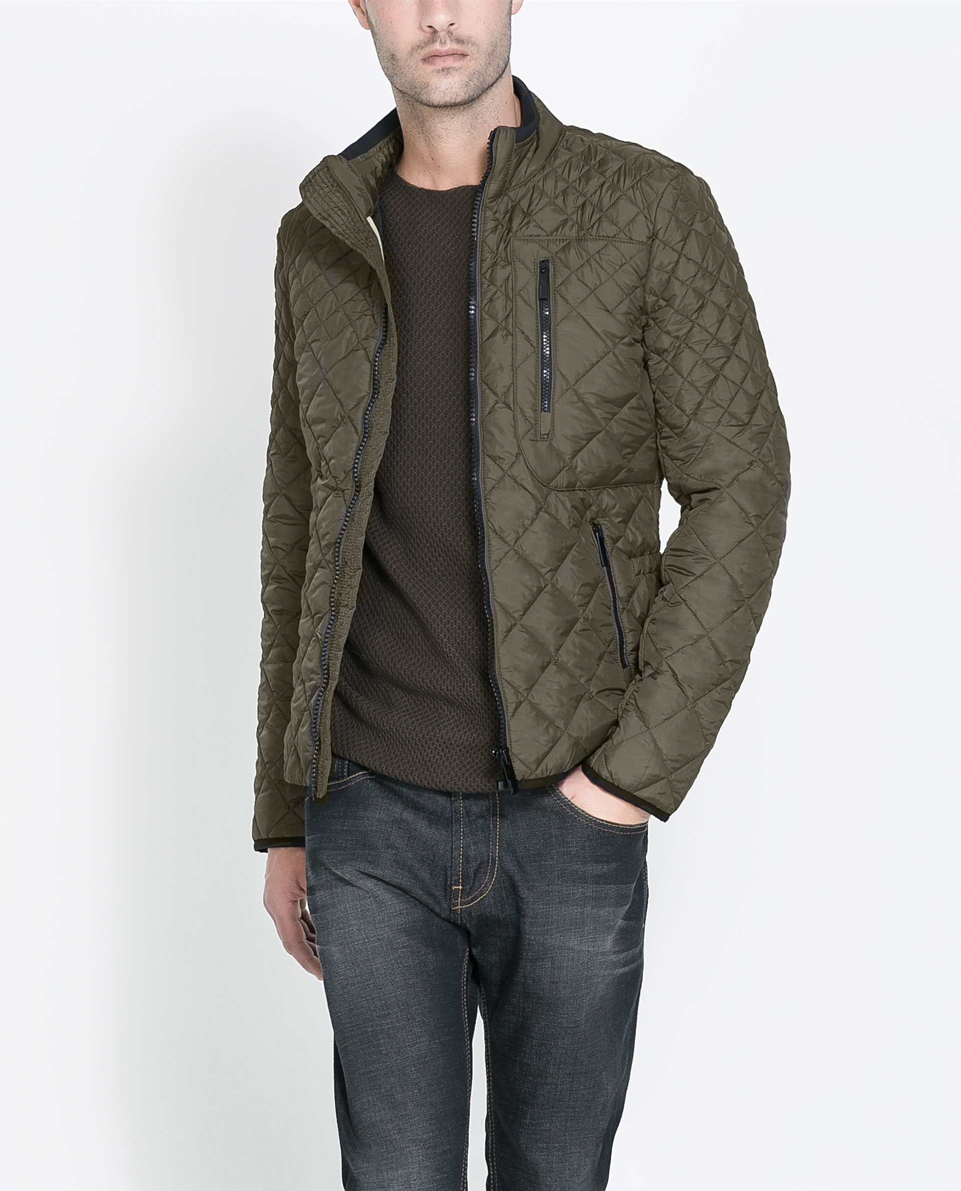 Zara Quilted Jacket in Natural for Men | Lyst