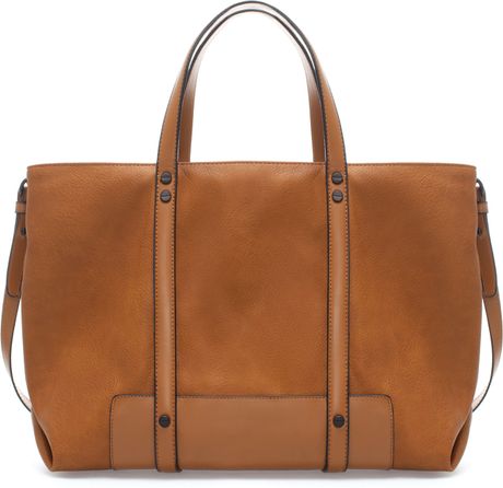 Zara Basic Shopper Bag in Brown (Leather) | Lyst