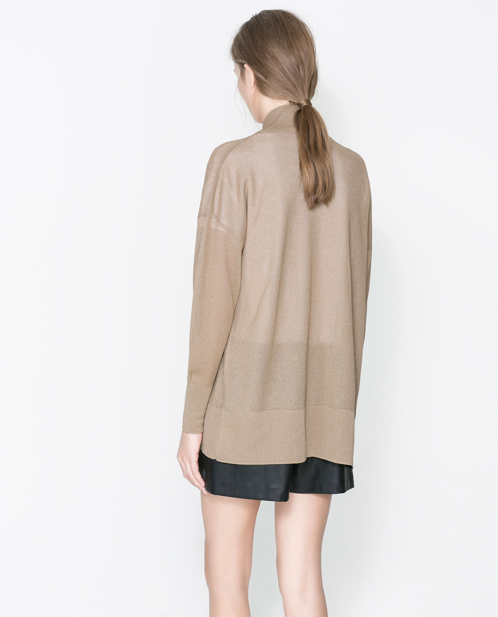 Zara Long Knitted Cardigan in Natural Lyst