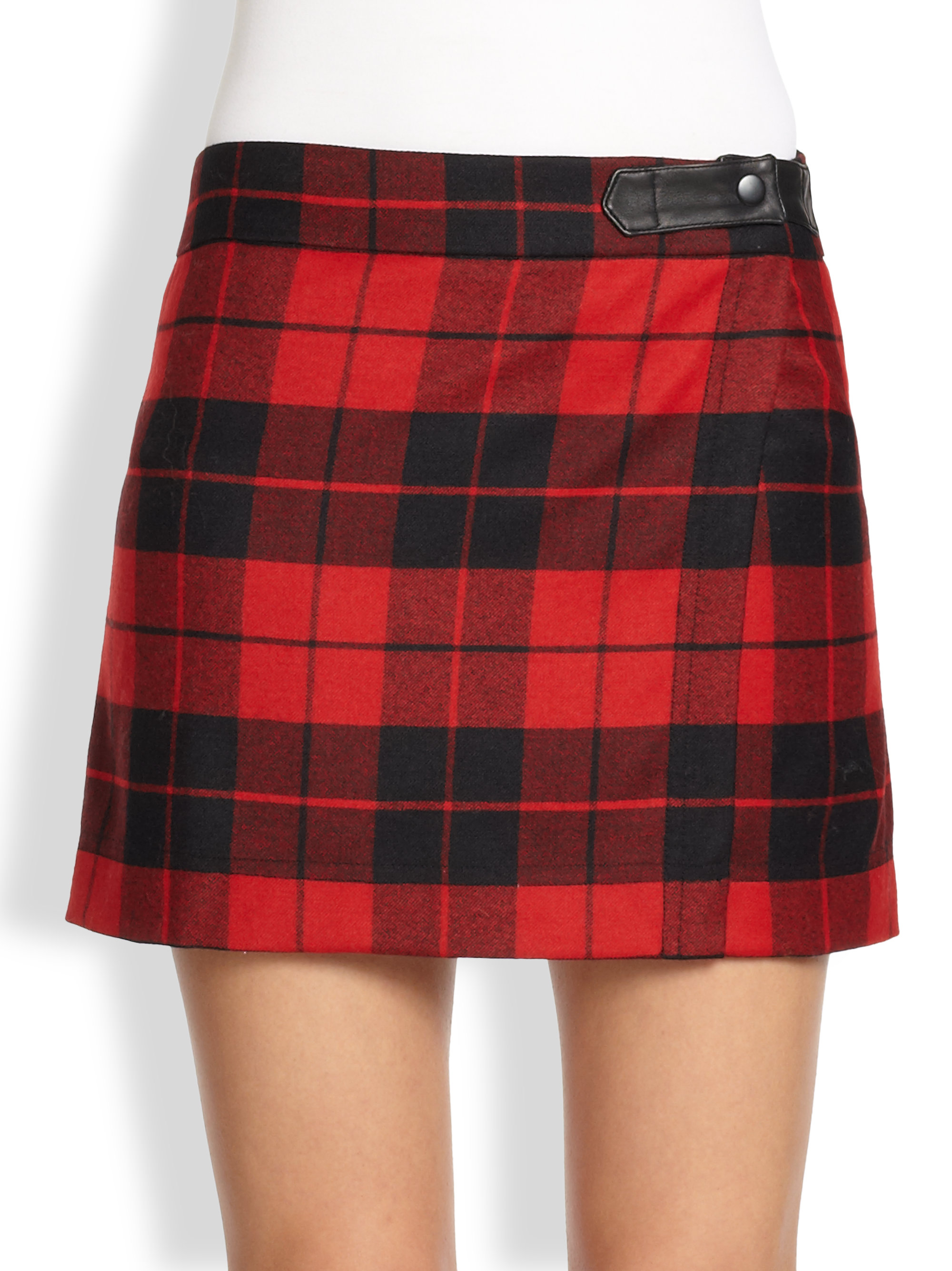 Red And Black Plaid Skirt - Skirts