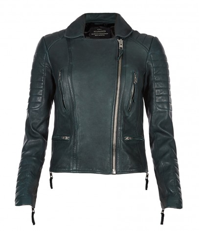 AllSaints Forest Leather Biker Jacket in Bottle Green (Green) - Lyst