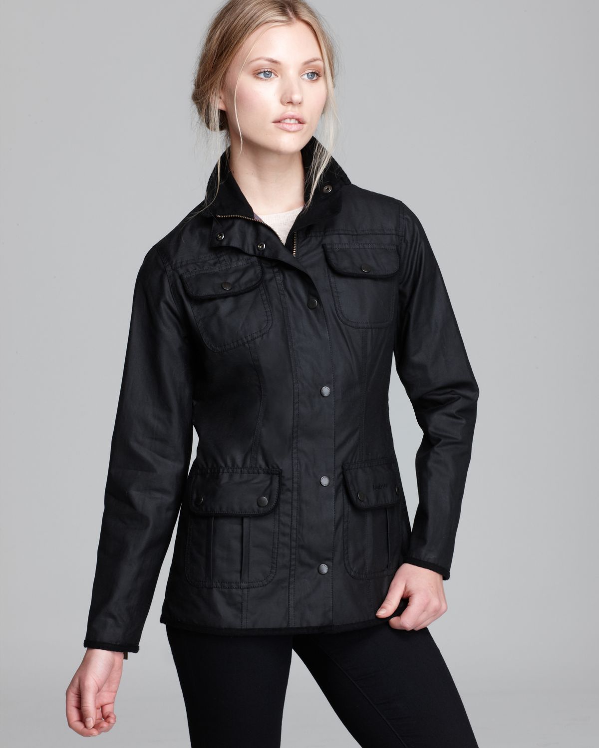 womens black barbour jacket