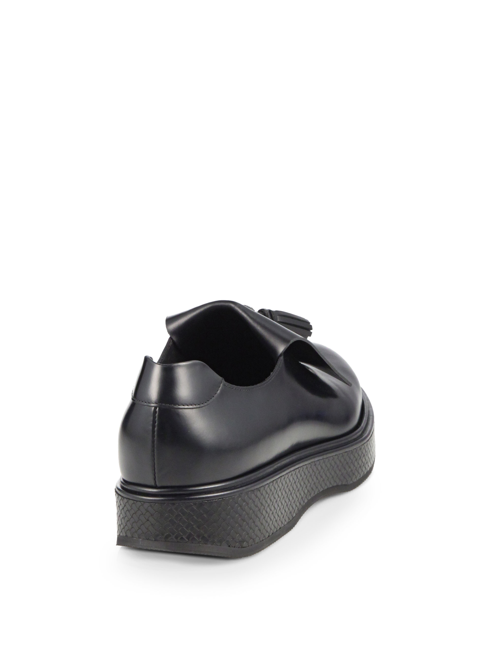 Lyst Bottega Leather Tassel Platform Loafers in Black
