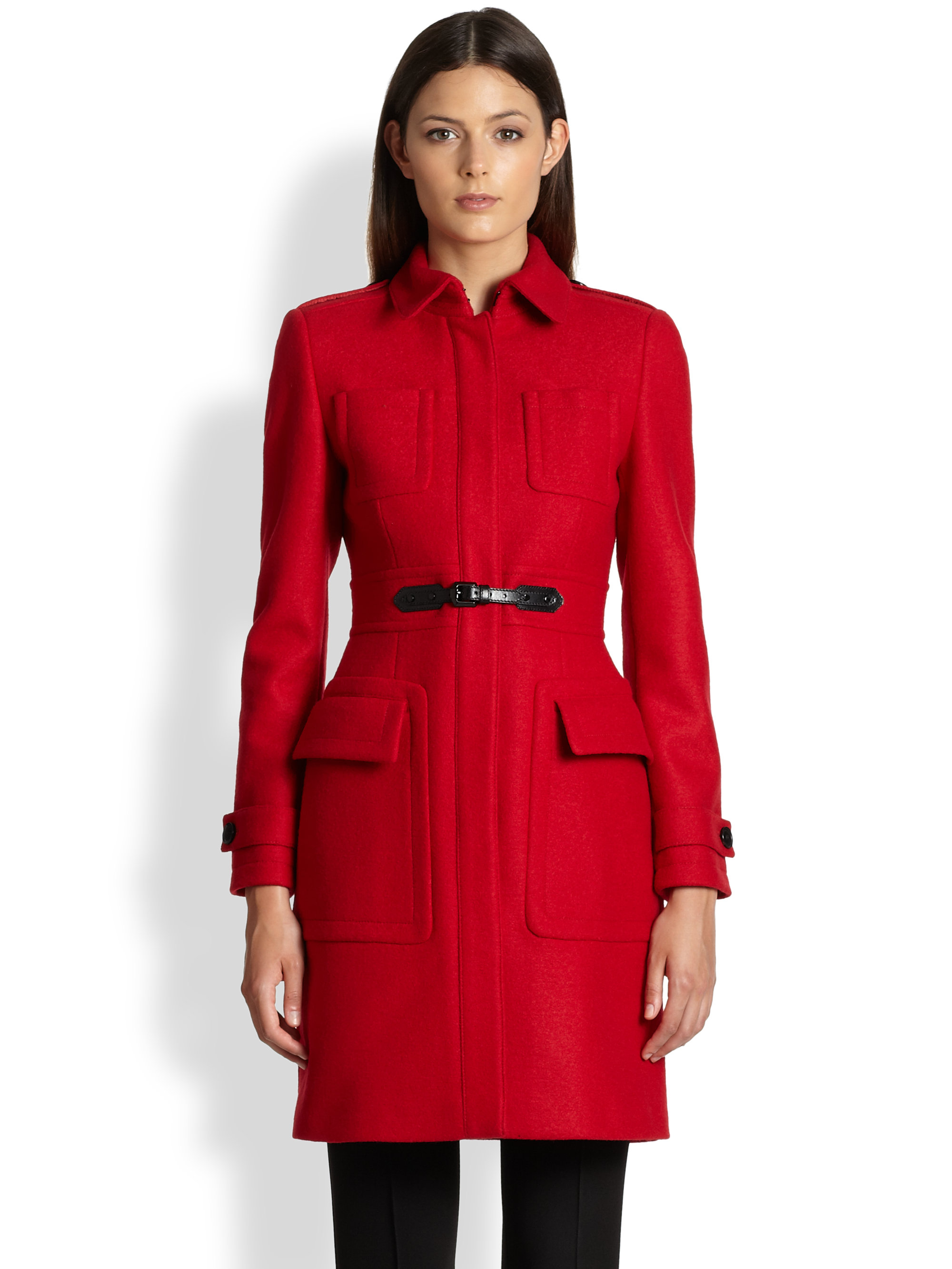 Burberry Boiled Wool Duffle Coat in Military Red (Red) Lyst