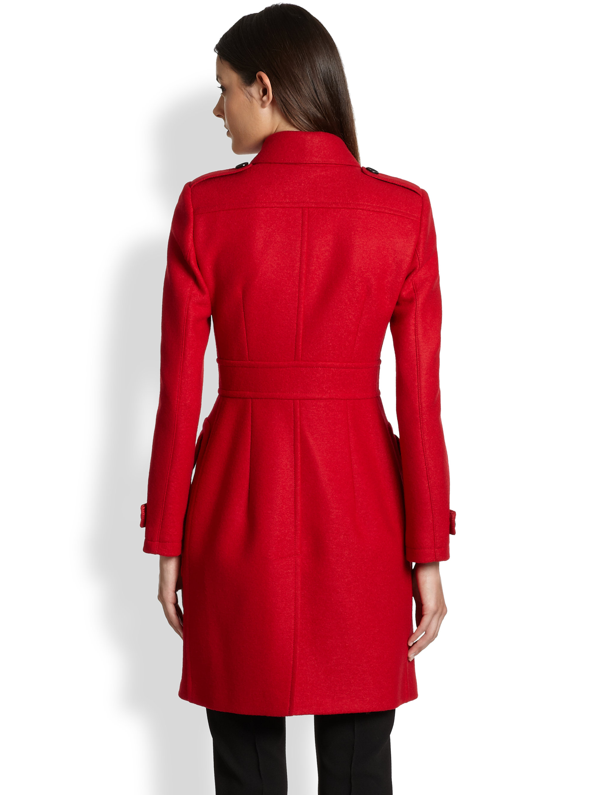 Lyst Burberry Boiled Wool Duffle Coat in Red