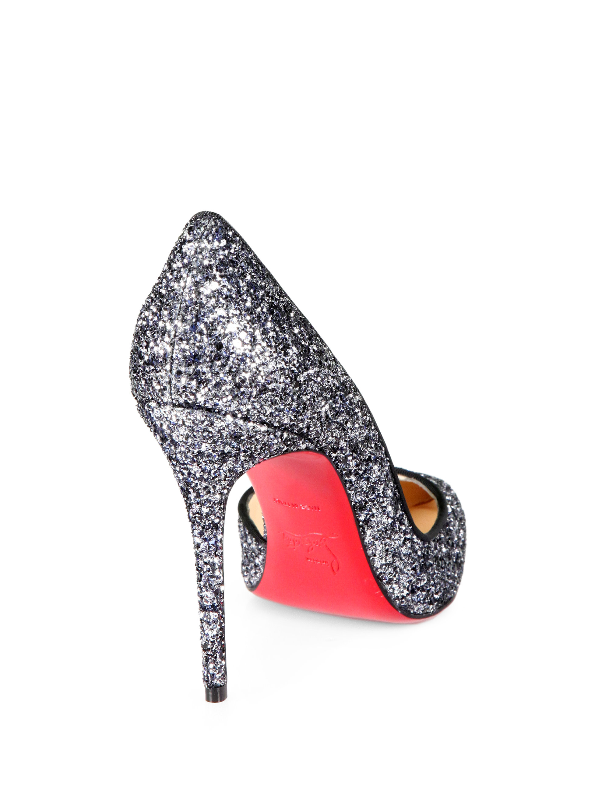Christian louboutin Iriza Glitter Dorsay Pumps in Silver (BLUE ... Christian louboutin Iriza Glitter Dorsay Pumps in Silver (BLUE ...