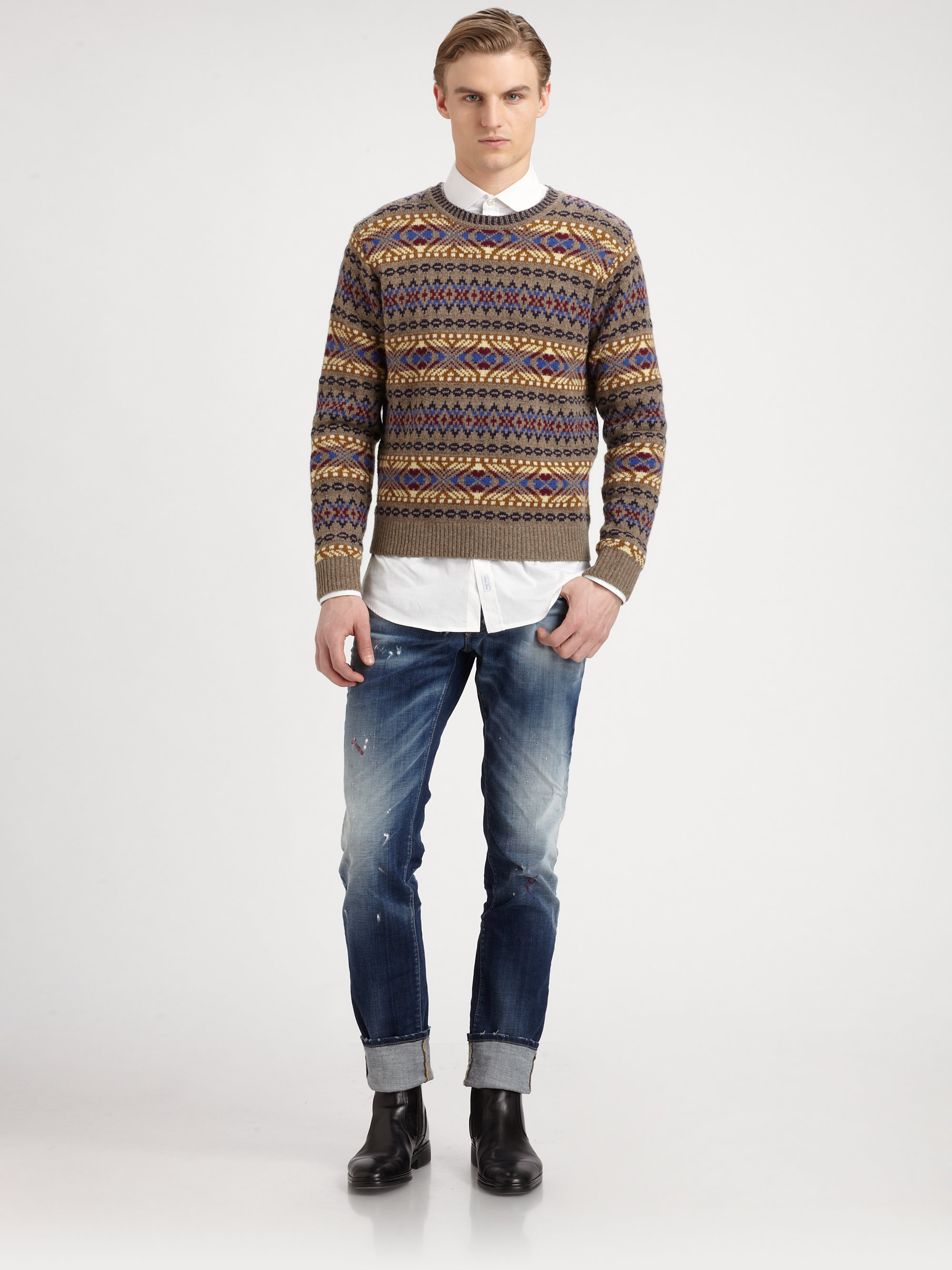 Dsquared² Fair Isle Wool Sweater for Men | Lyst