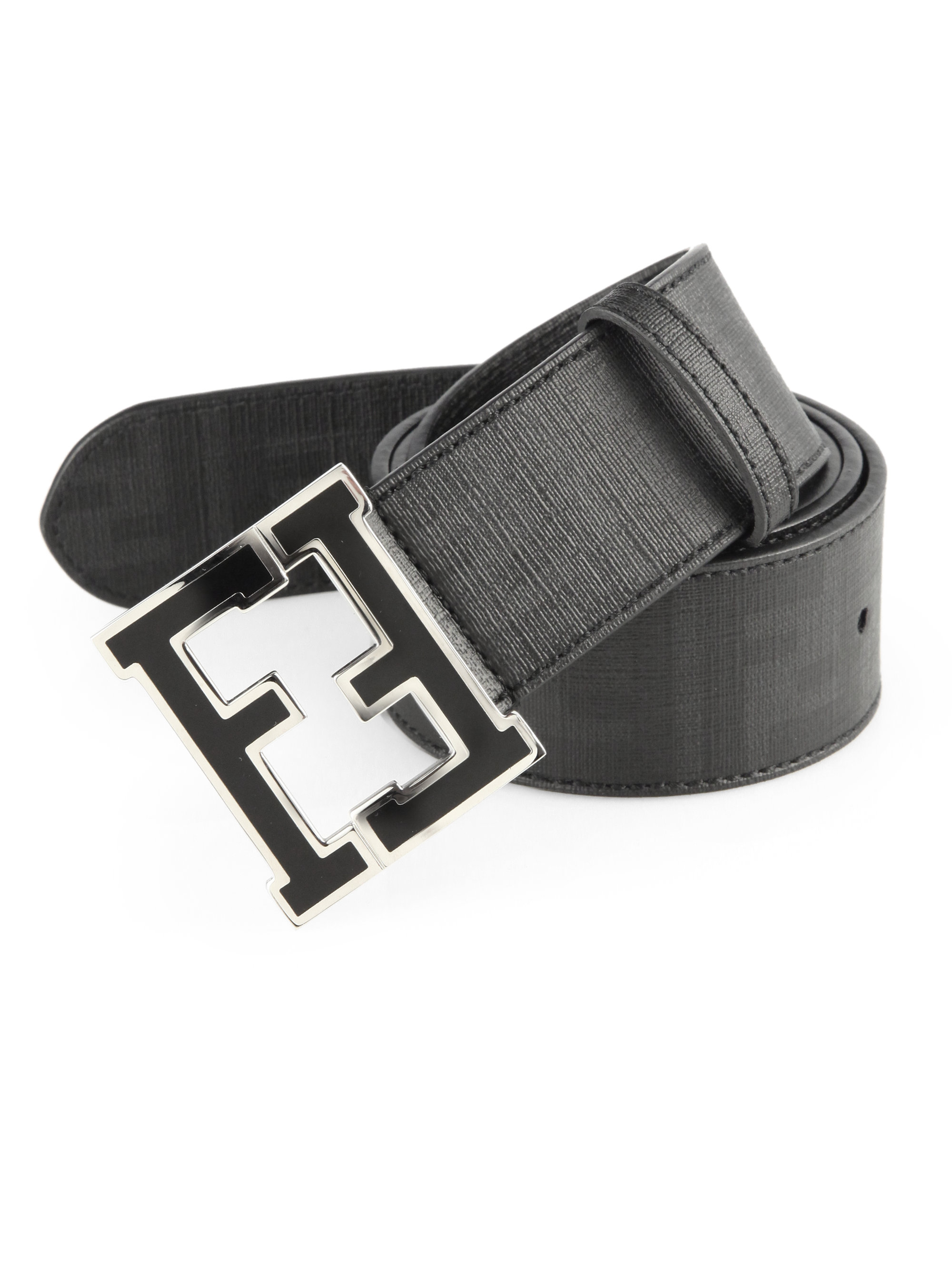 Fendi Logo College Belt in Black (White) for Men | Lyst