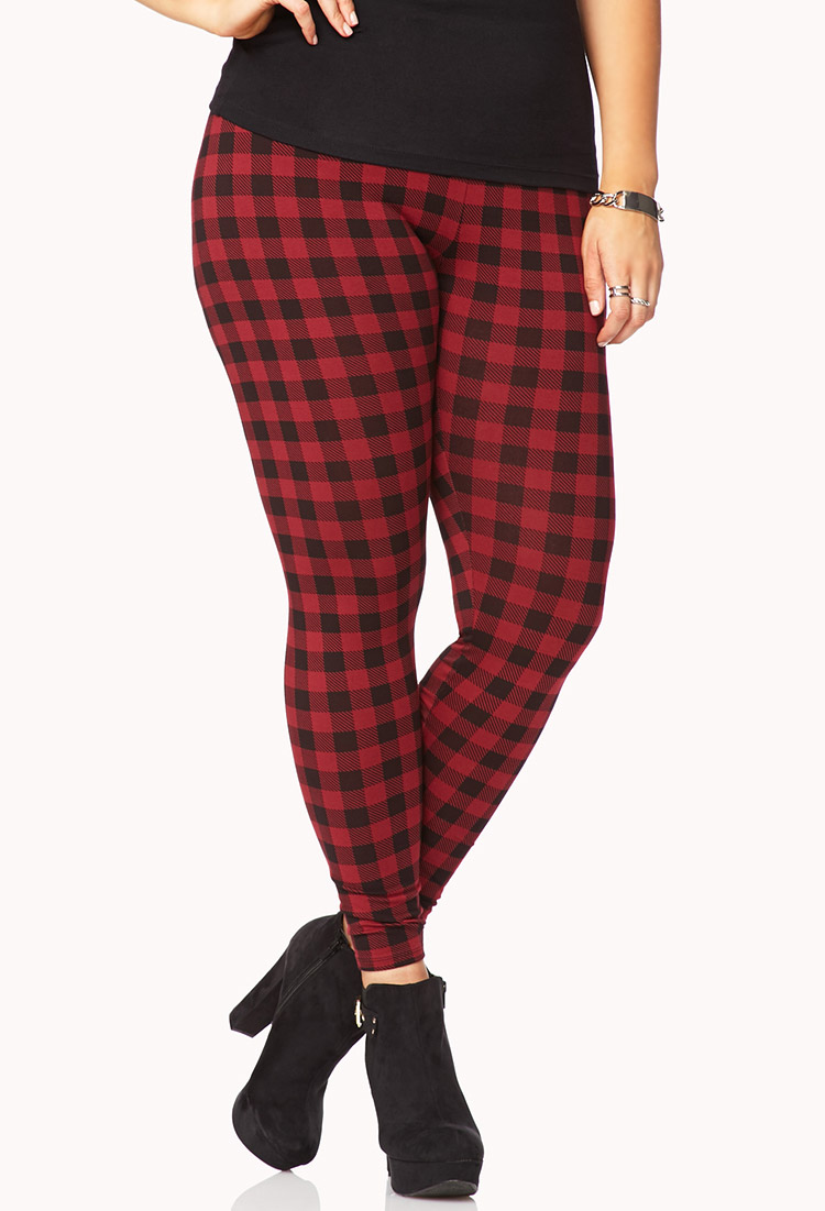 leggings with checkered stripe