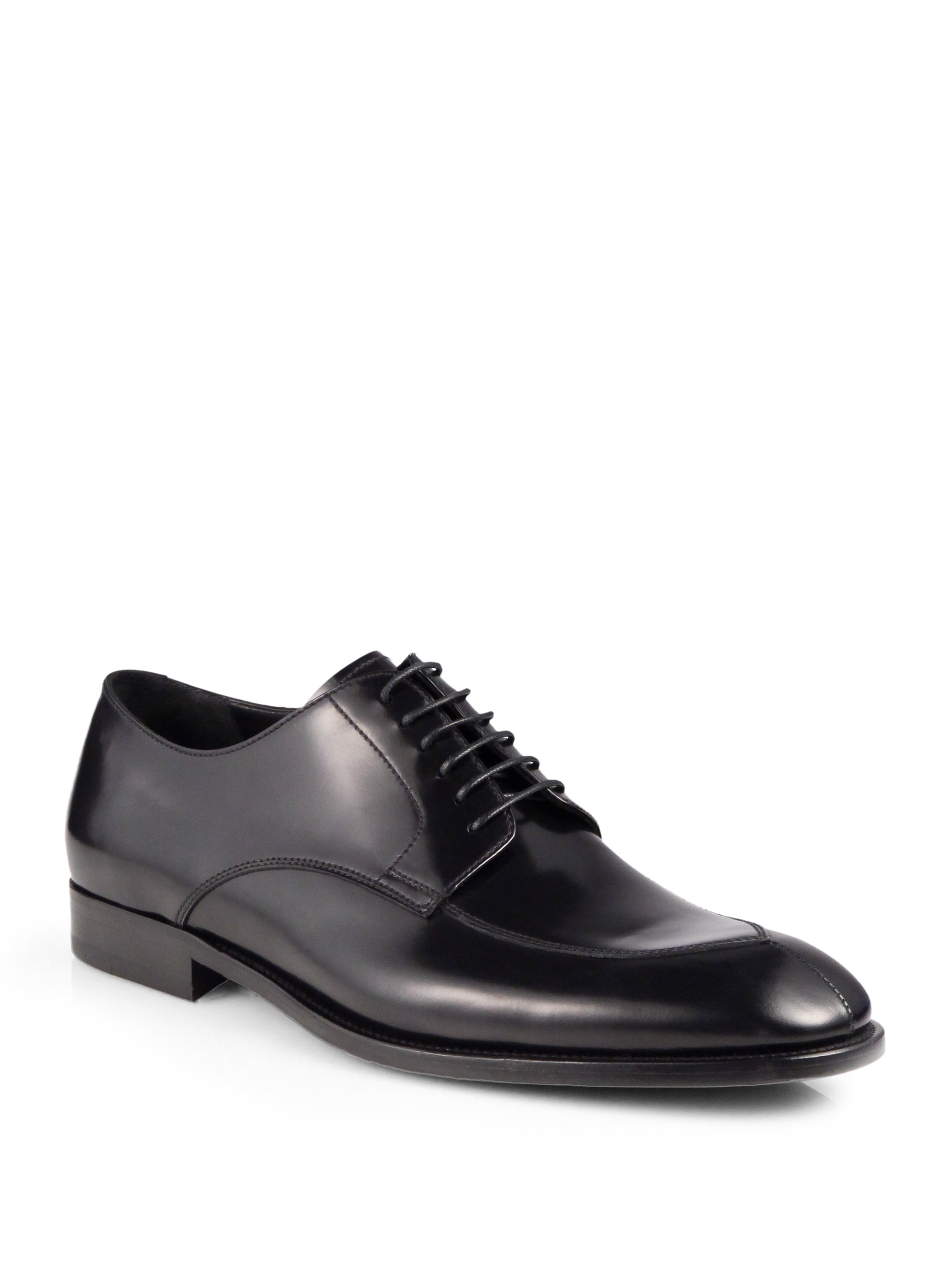 Giorgio Armani Leather Laceup Dress Shoes in Gray for Men (SOLID BLACK ...