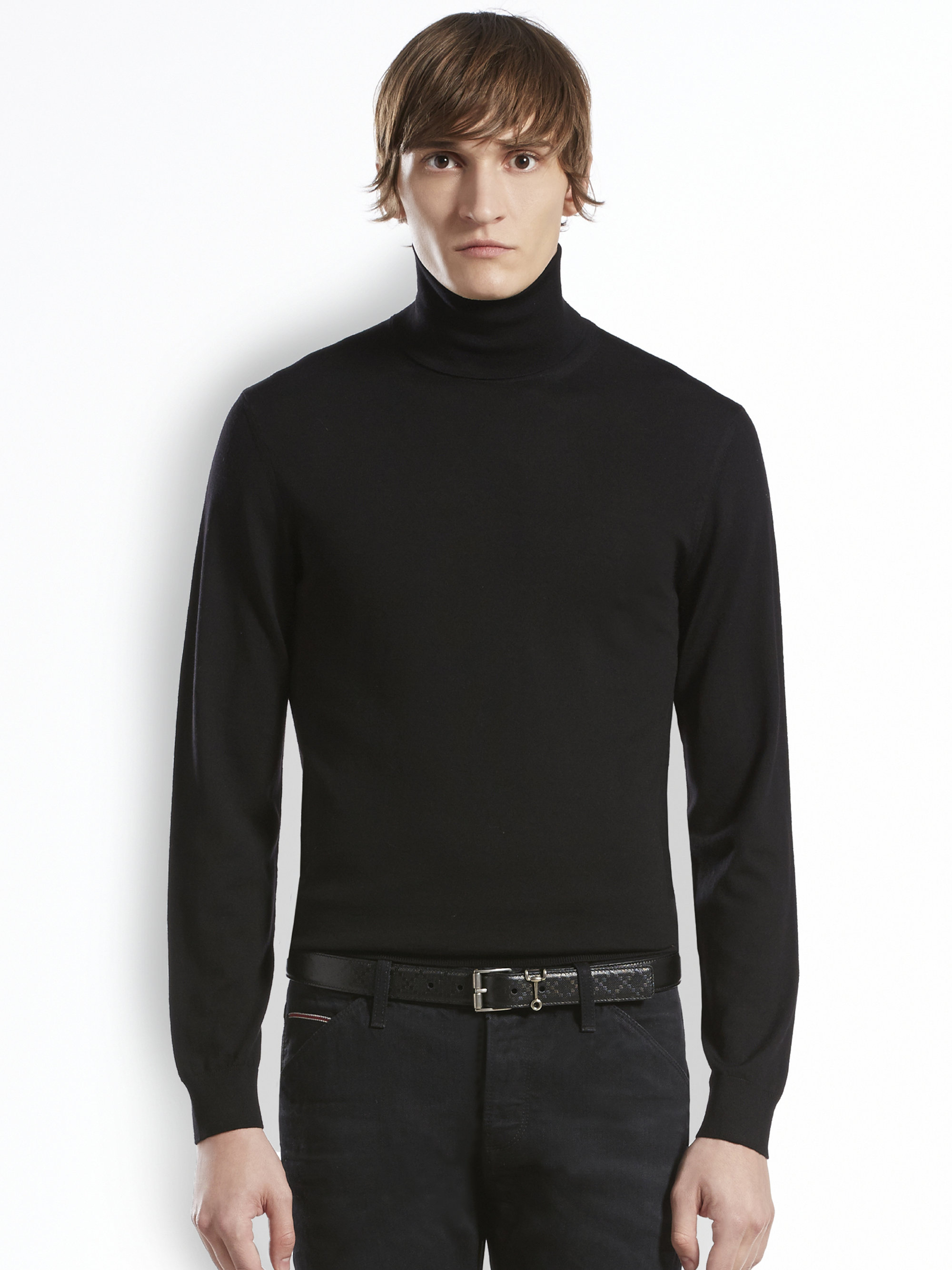 Lyst - Gucci Wool Turtleneck Sweater in Black for Men
