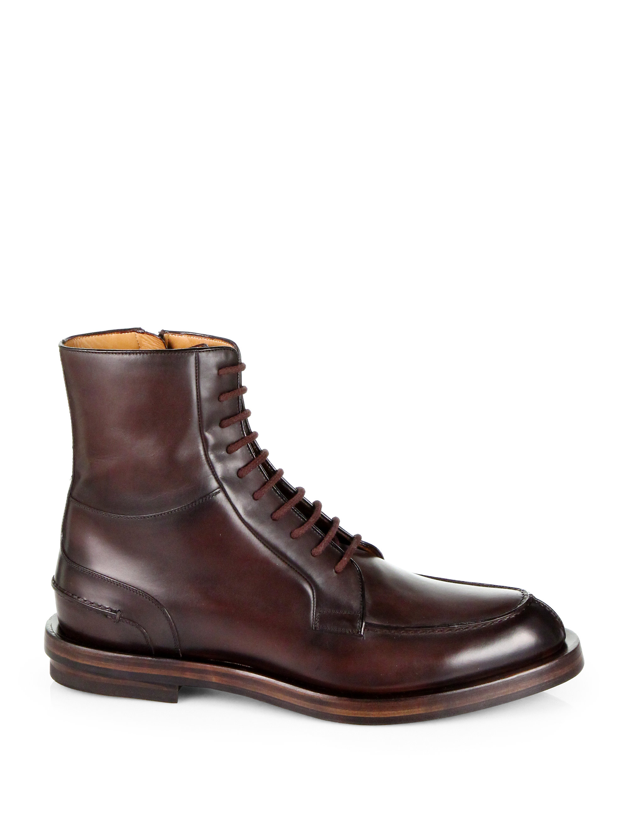 Gucci Leather Laceup Military Boots in Cocoa (Brown) for Men - Lyst