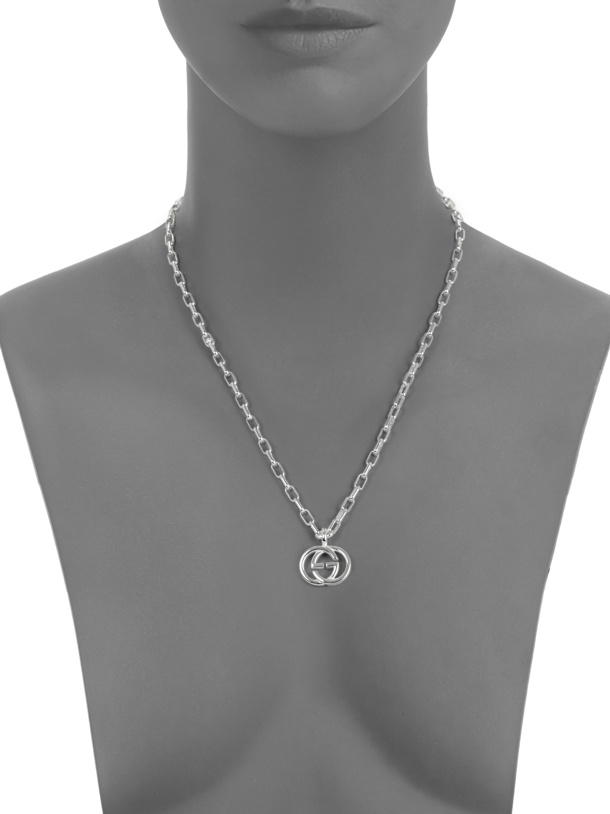 interlocking g necklace in silver