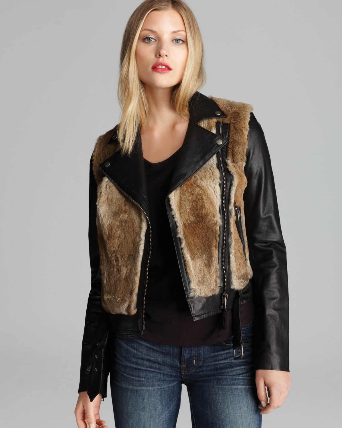 mackage leather jacket with fur, Off 78 
