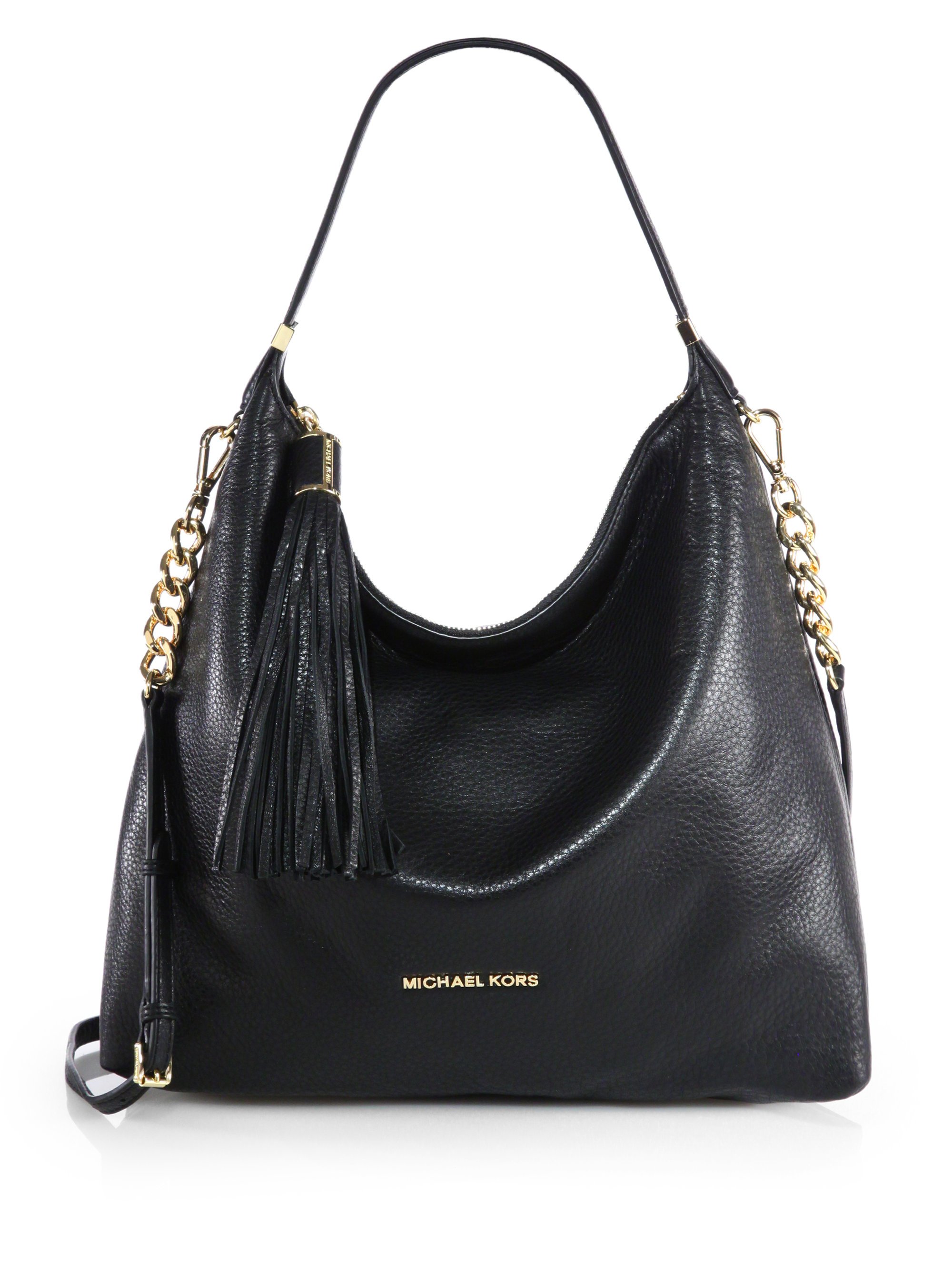 MICHAEL Michael Kors Large Tassel Shoulder Bag in Black | Lyst