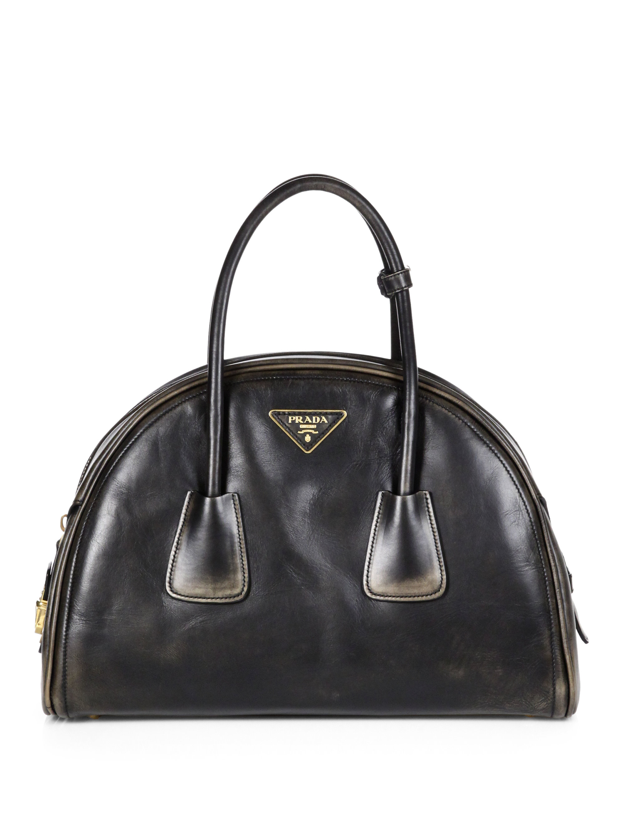Kwadrant invoer trimmen Prada Vitello Vintage Bowler Bag in Black | Lyst