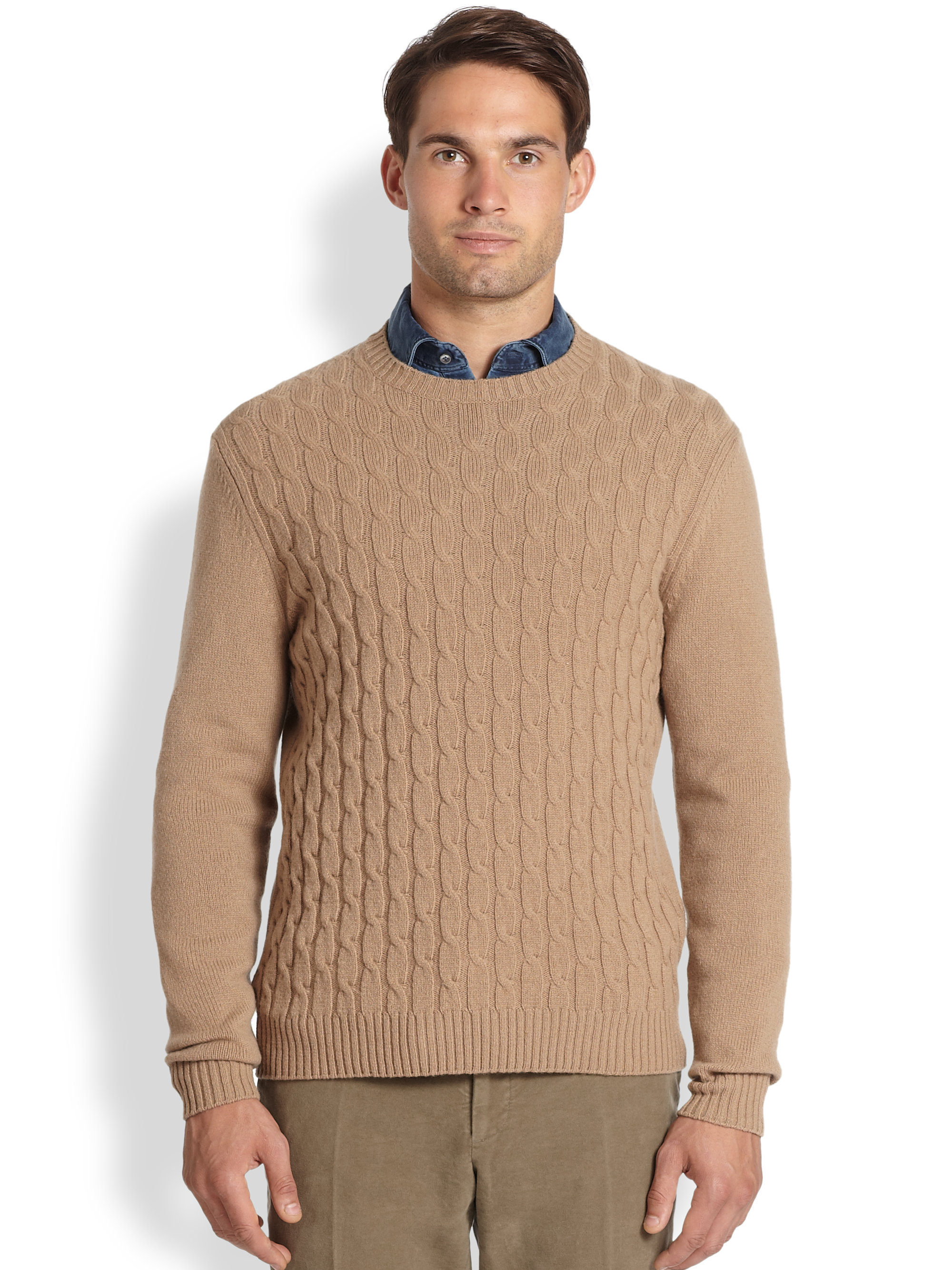 Slowear Zanone Wool Cable Knit Sweater in Beige for Men | Lyst