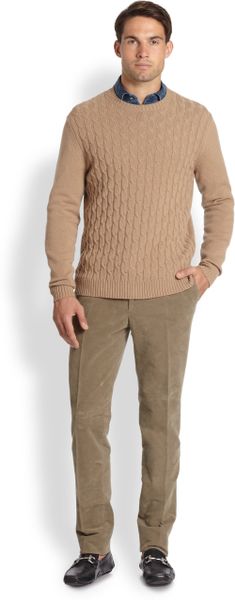 Slowear Zanone Wool Cable Knit Sweater in Beige for Men | Lyst