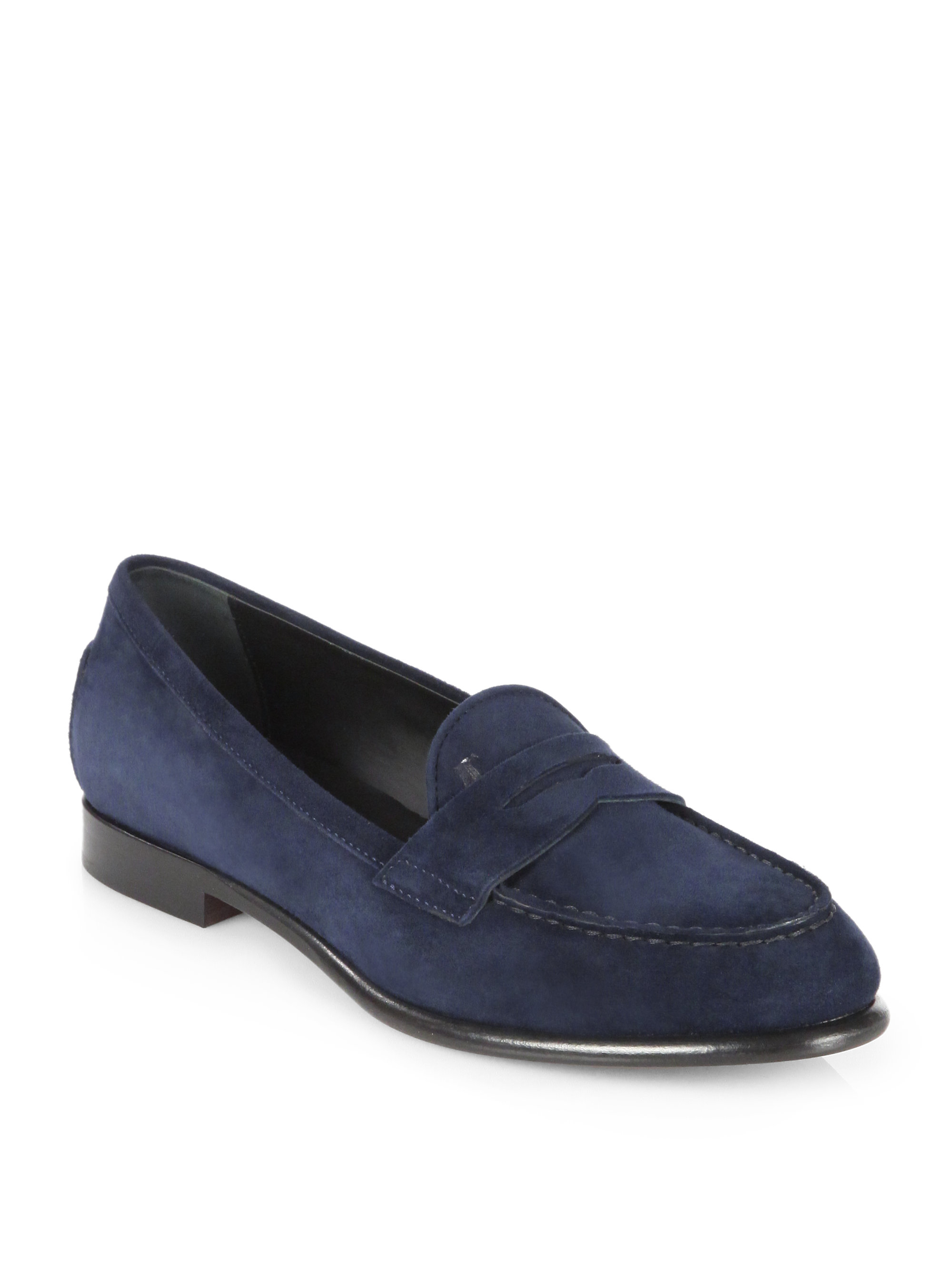 tods blue suede loafers