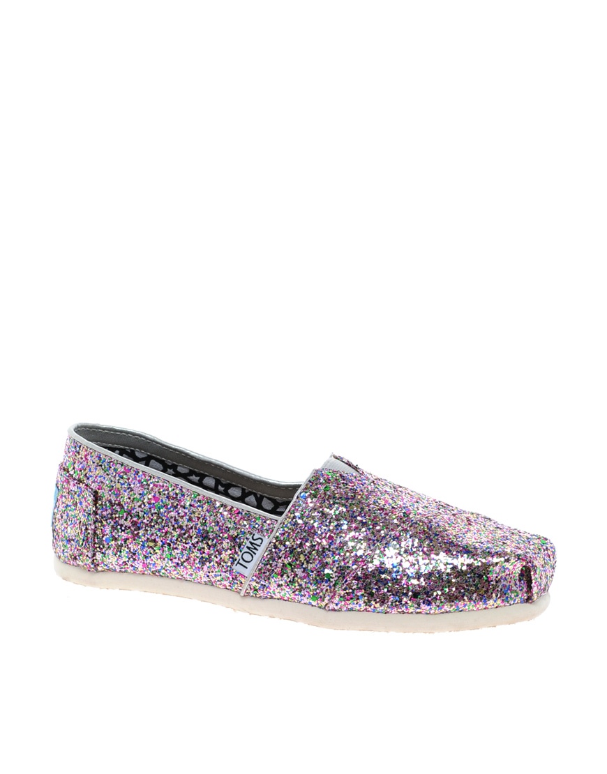 TOMS Bright Multi Glitter Flat Shoes in Metallic | Lyst