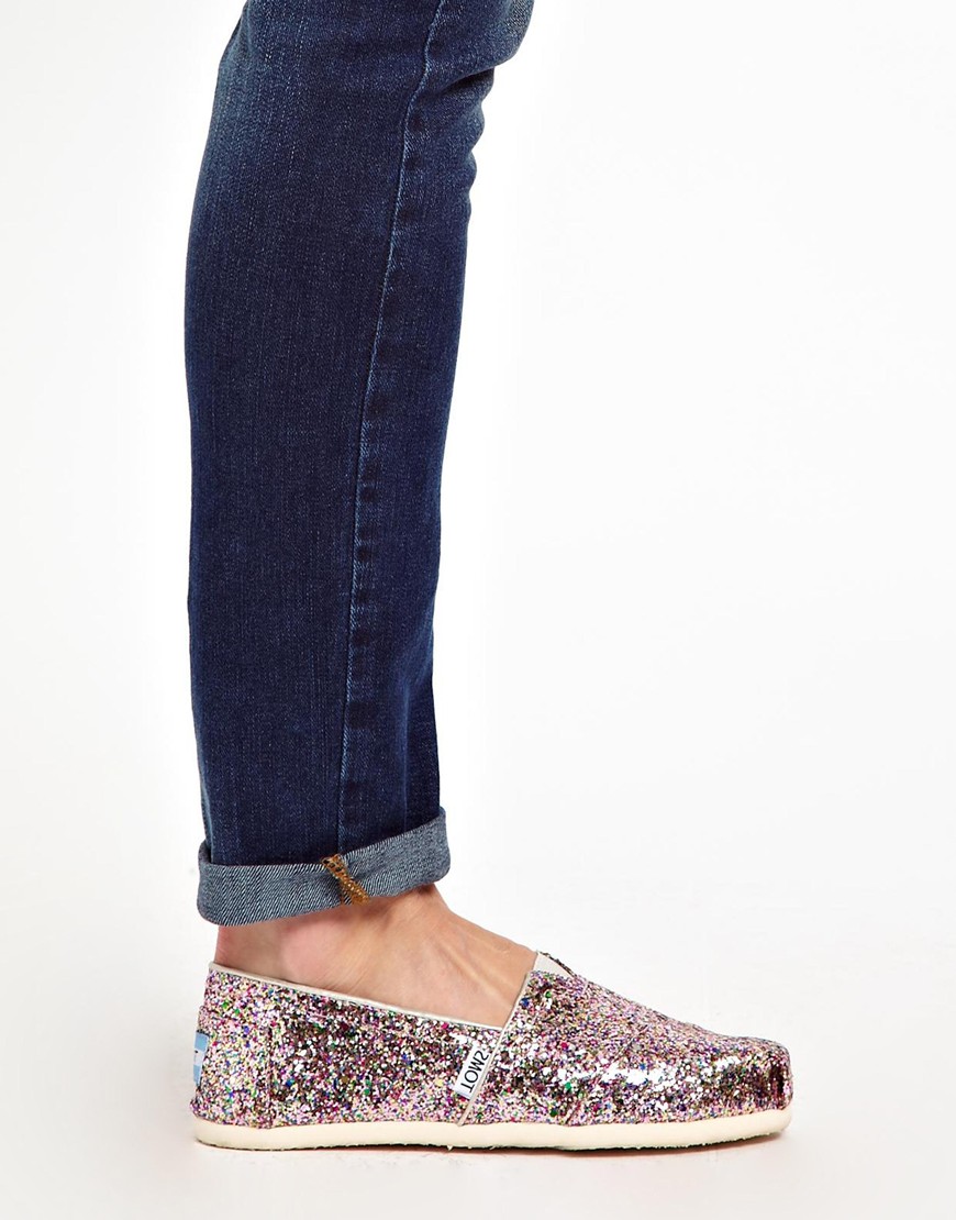TOMS Bright Multi Glitter Flat Shoes in Metallic | Lyst
