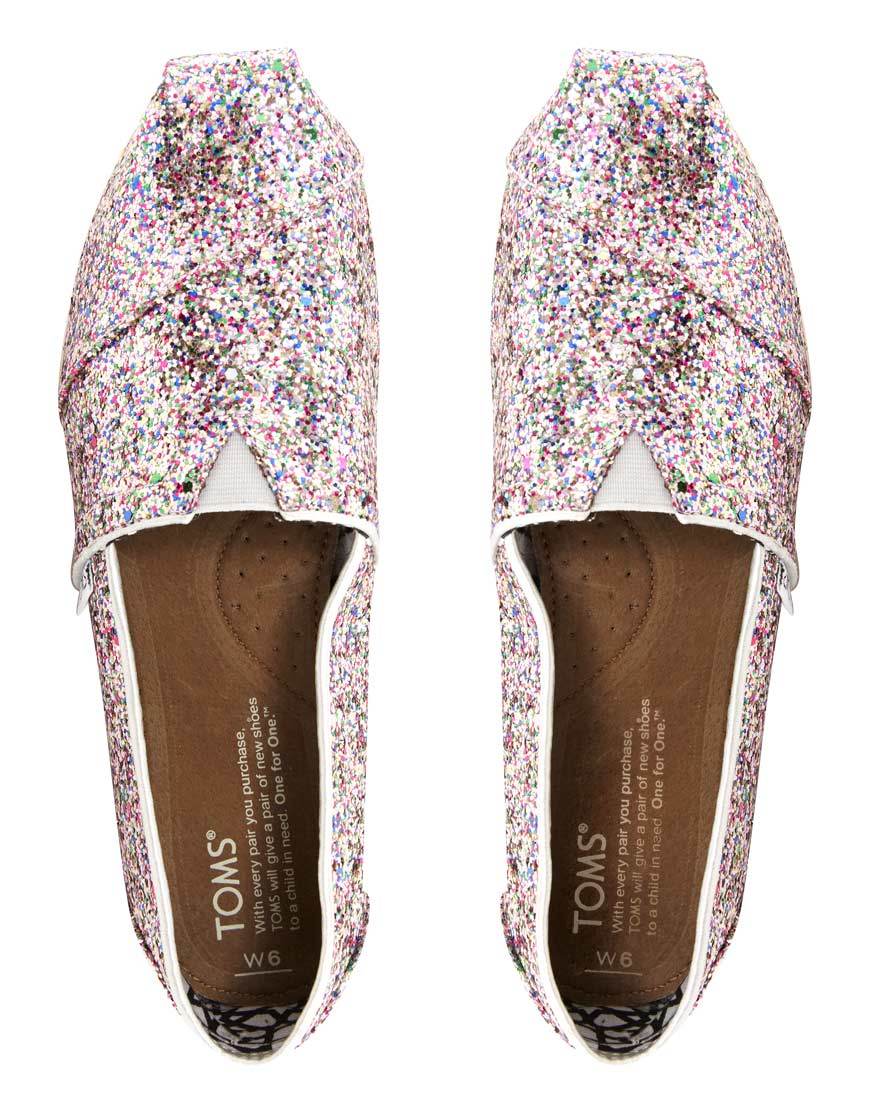TOMS Bright Multi Glitter Flat Shoes in Metallic | Lyst
