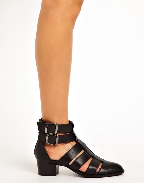 Asos Anticipate Leather Cut Out Ankle Boots in Black | Lyst