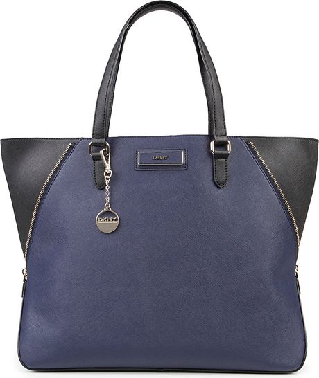 Dkny Saffiano Leather Tote in Blue (Navy black) | Lyst