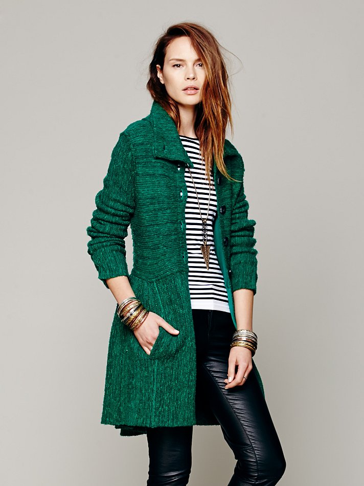 green sweater coat