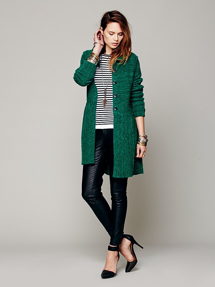 green sweater coat