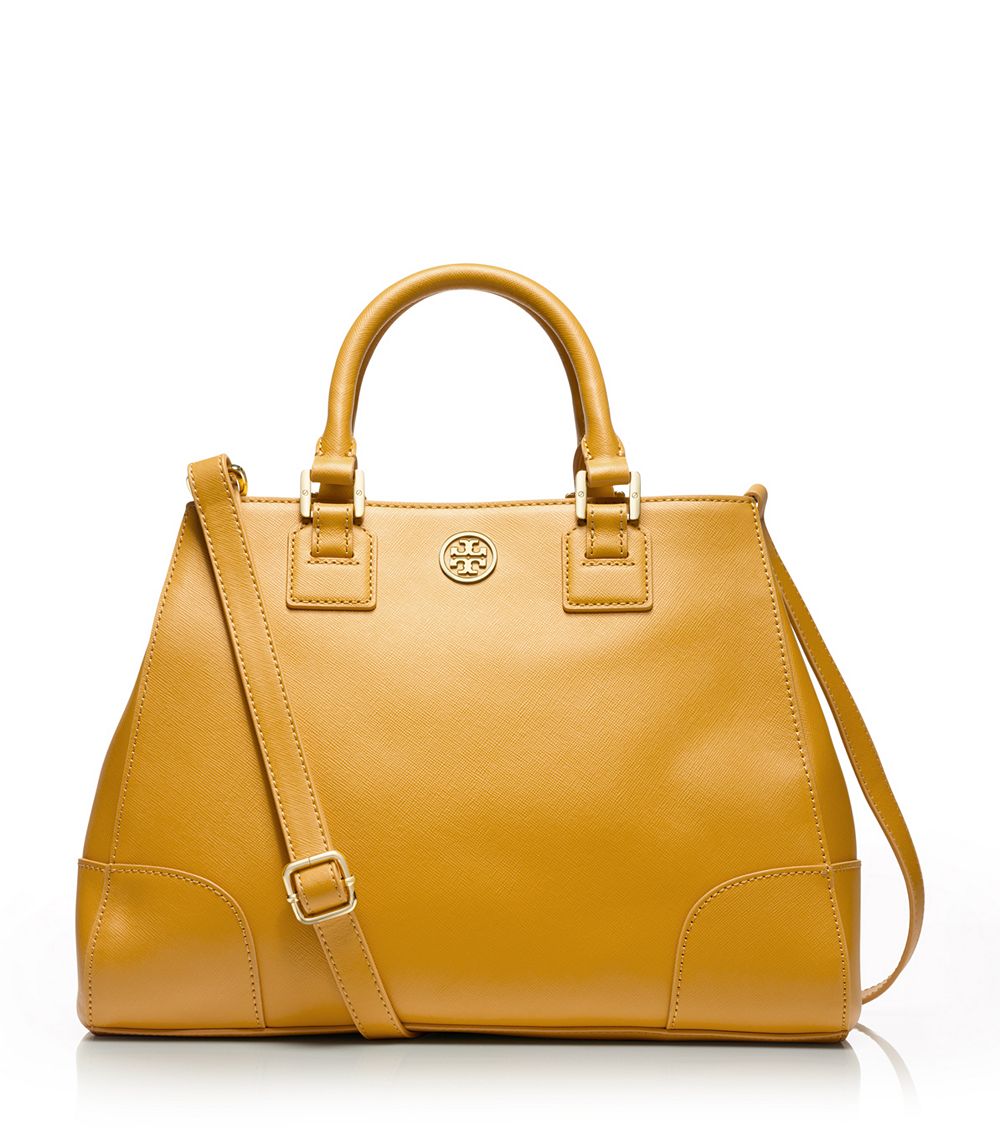Tory Burch Robinson Triangle Tote in Yellow (HONEY MUSTARD) | Lyst