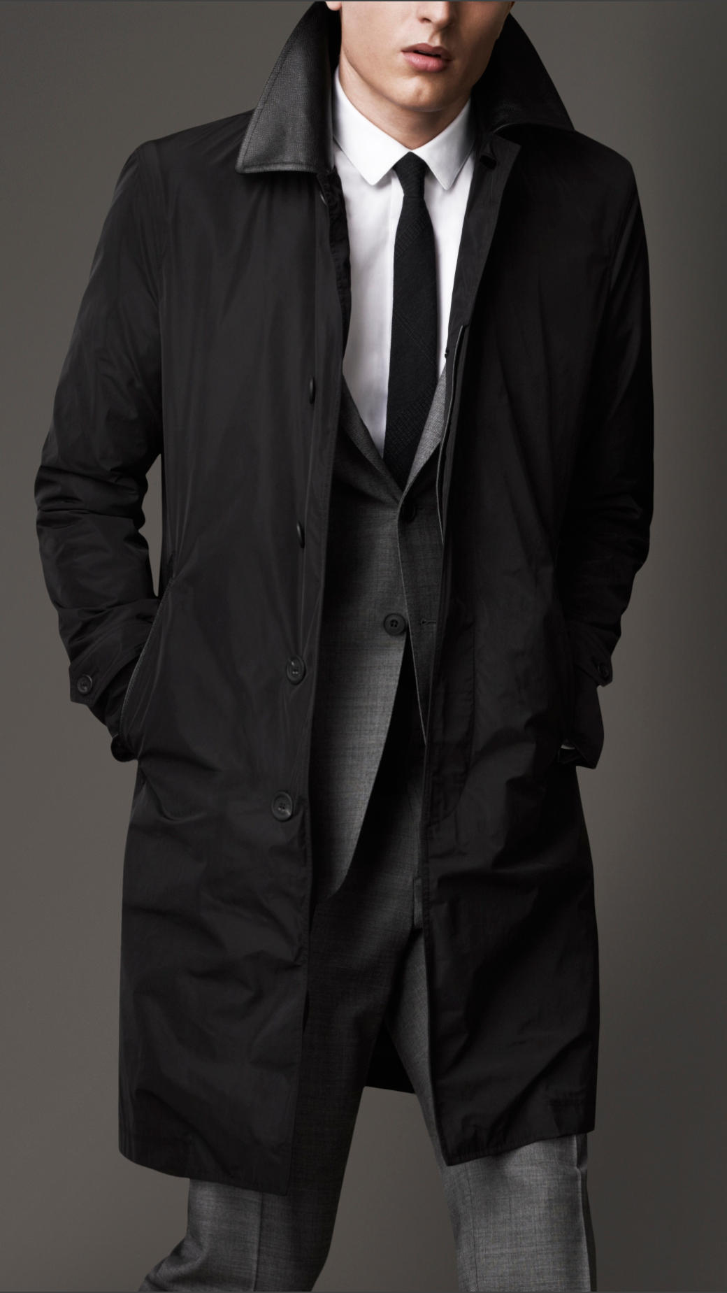 Lyst - Burberry Leather Detail Nylon Car Coat in Black for Men
