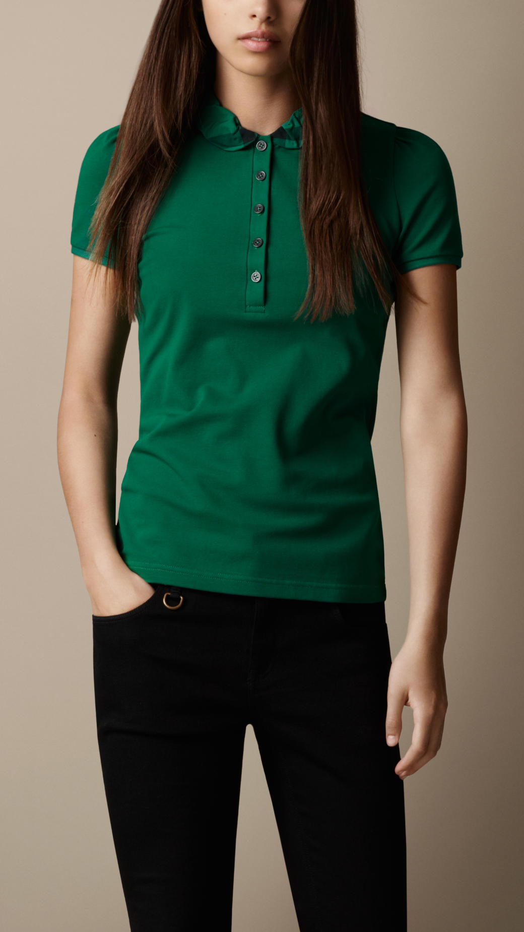 women's forest green polo shirts