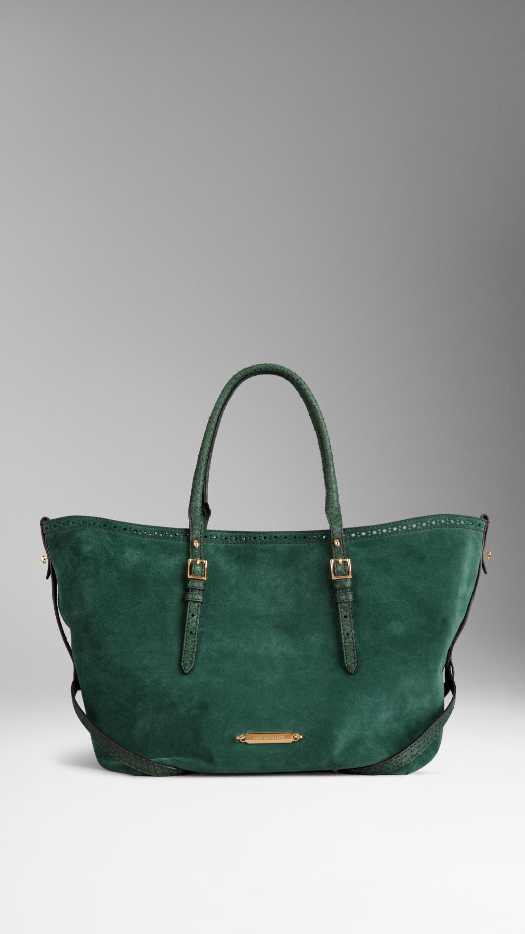 green suede tote