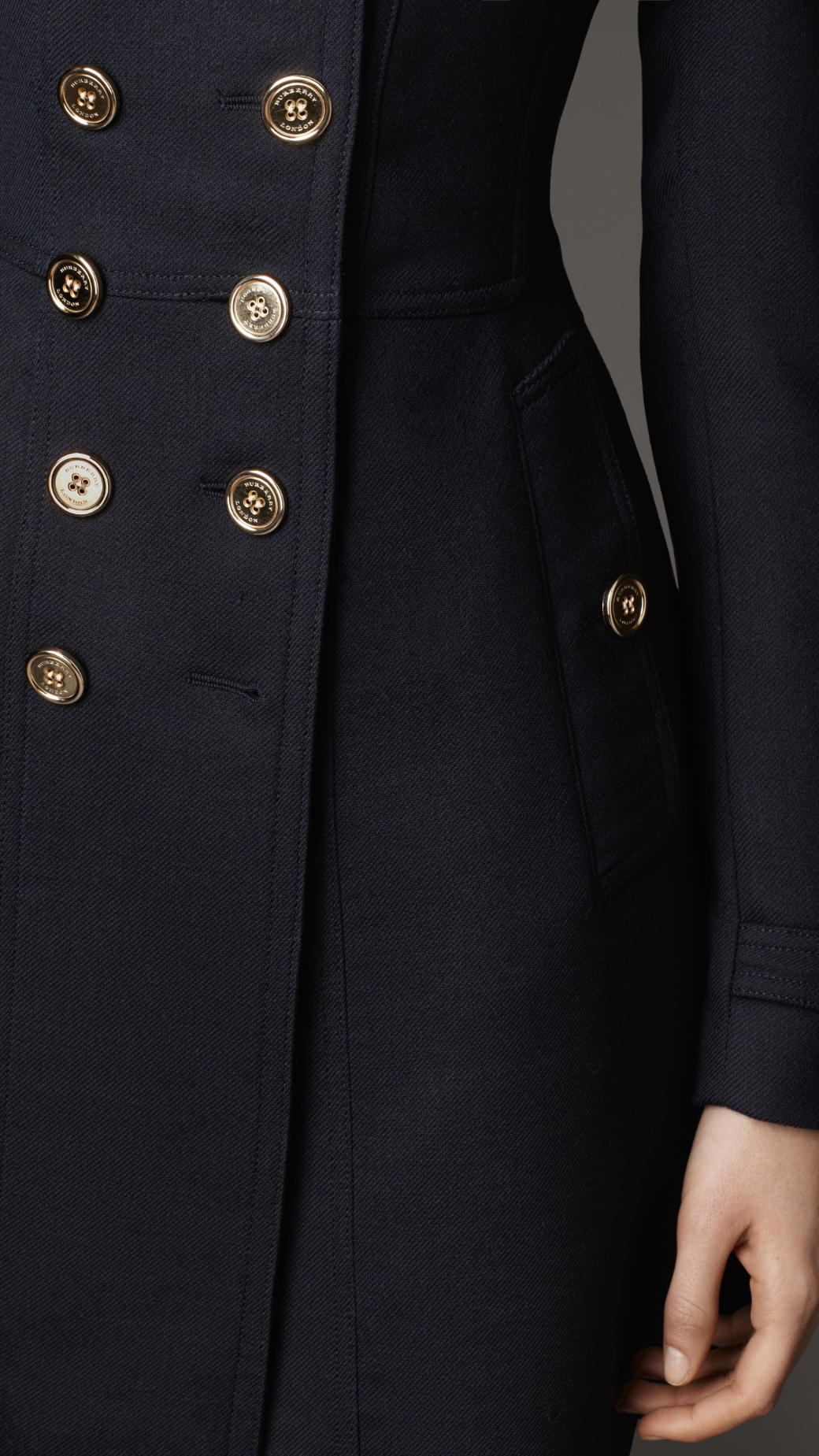 Burberry technical wool military overcoat sale