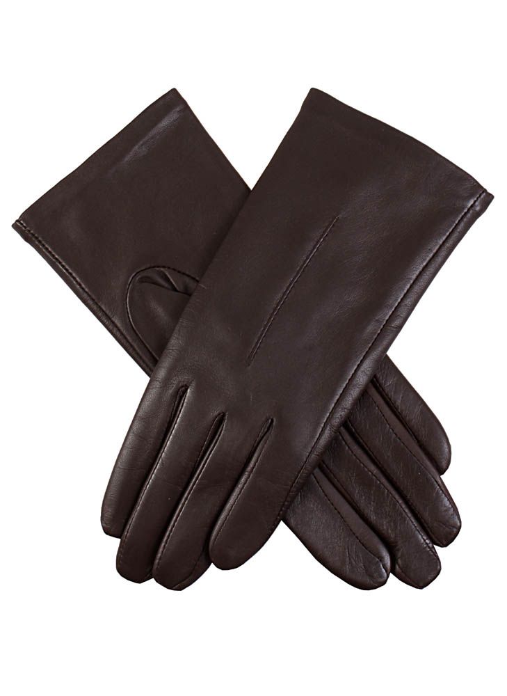 Dents Ladies Plain Leather Gloves Lined Fleece in Brown Lyst