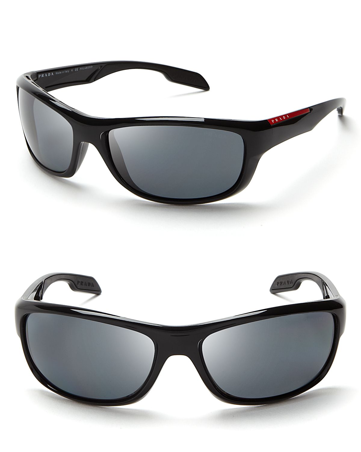 Prada Polarized Rectangle Wrap Sunglasses in Black for Men  Lyst