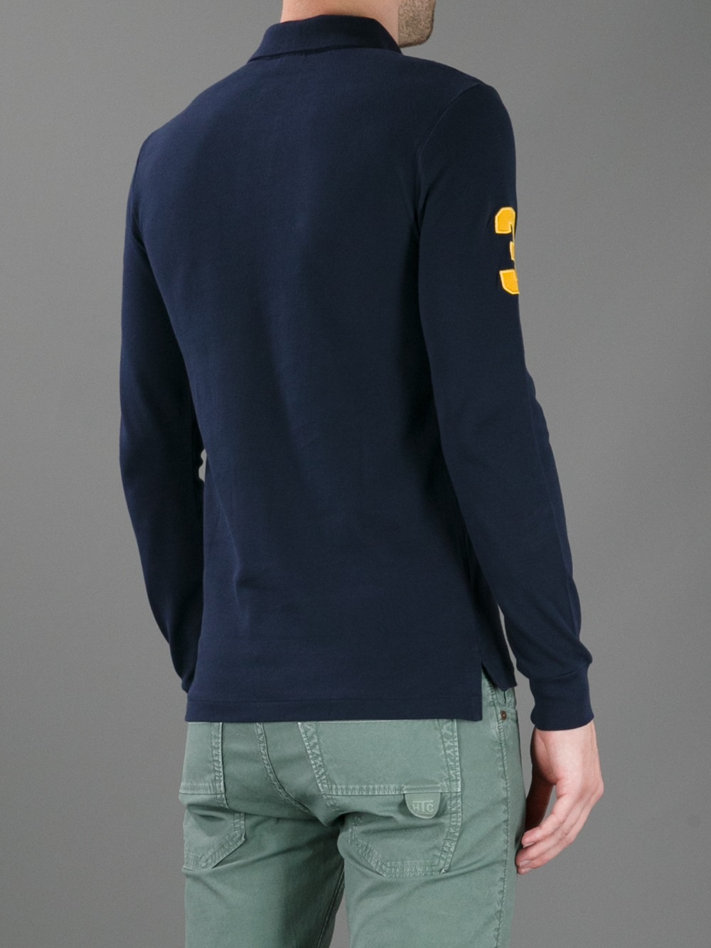 Navy ralph lauren long sleeve on sale polo