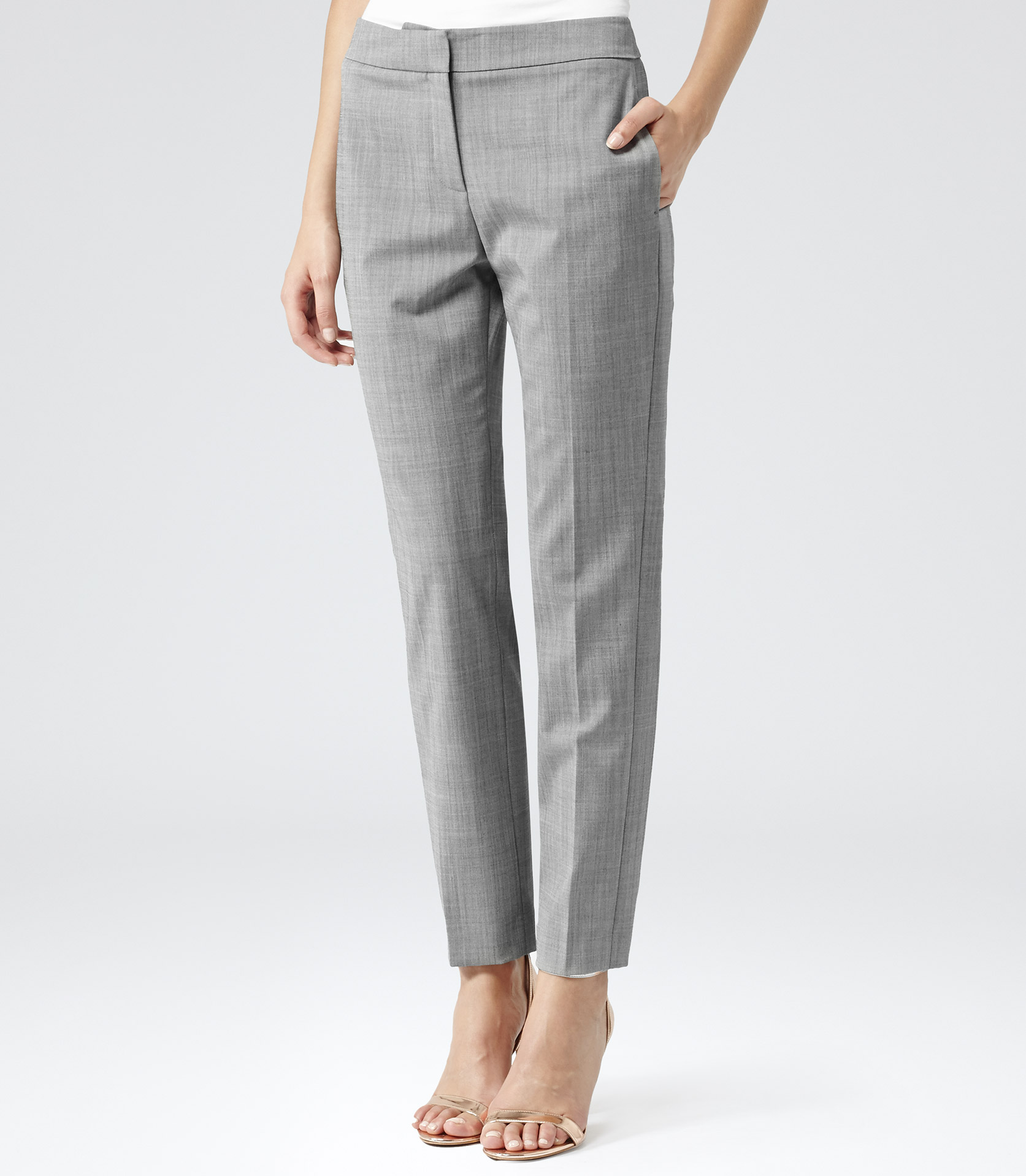 grey tailored trousers women's
