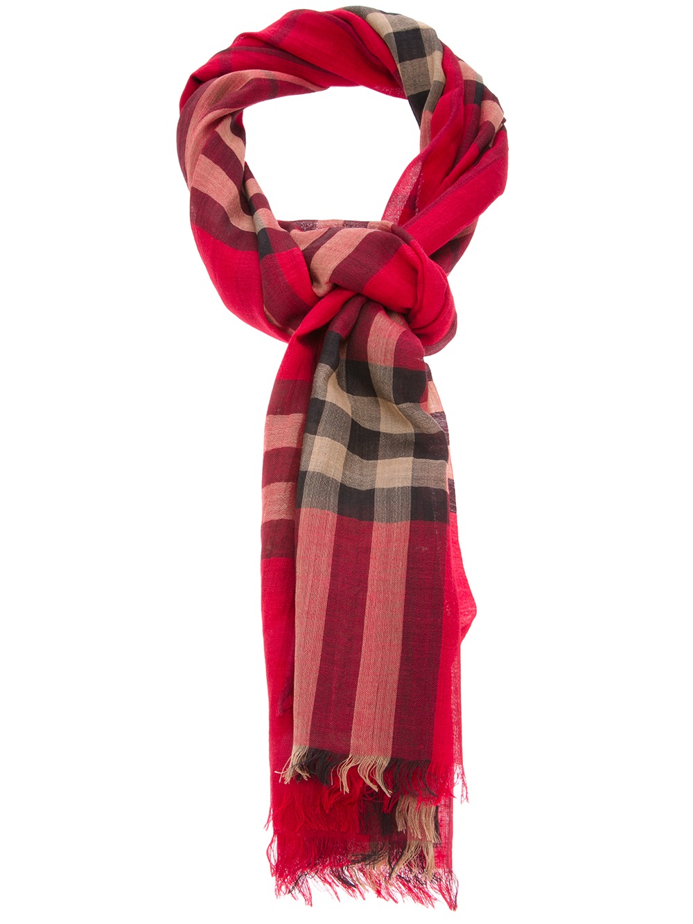 Burberry Check Scarf in Red - Lyst