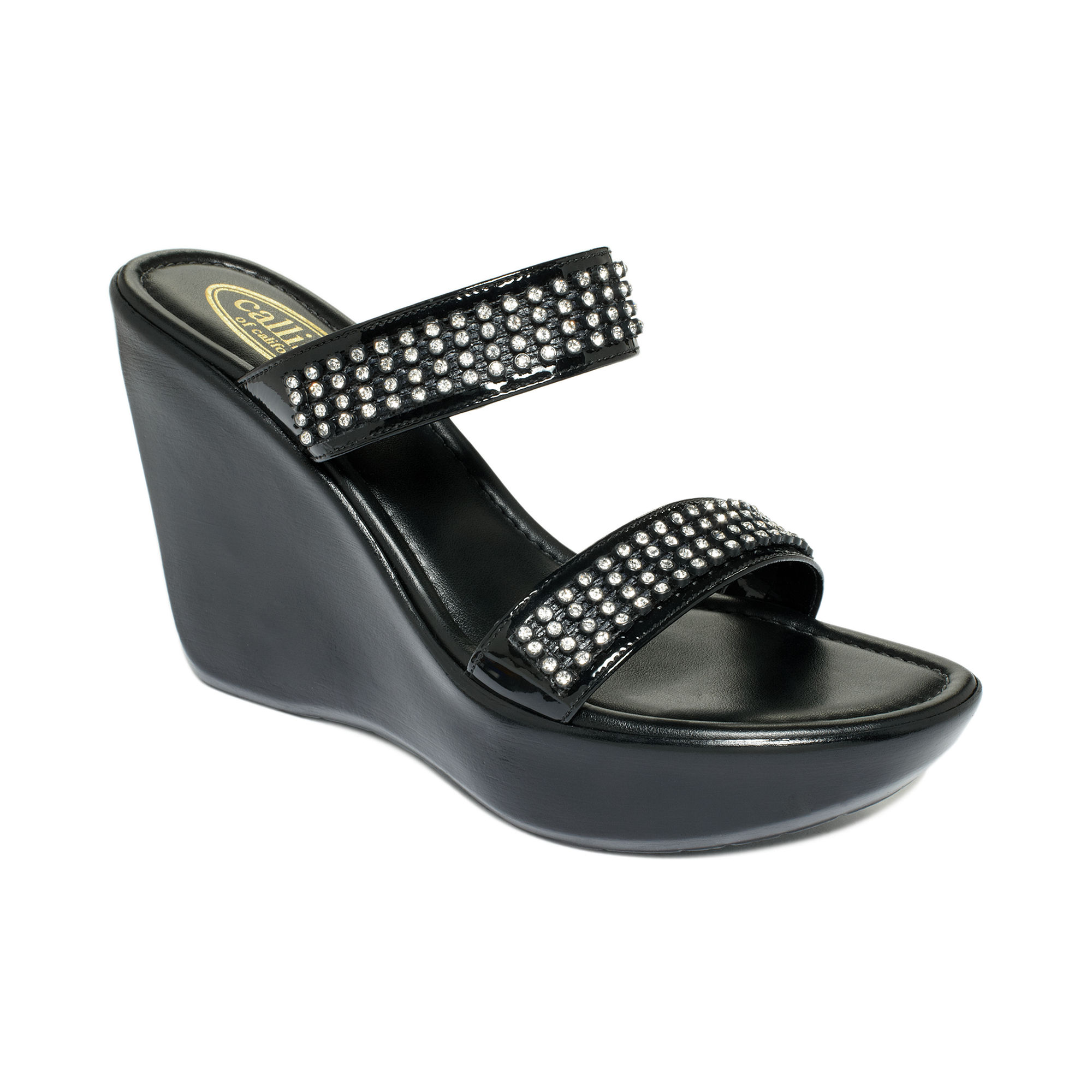 Callisto Snazzy Platform Wedge Sandals in Black | Lyst