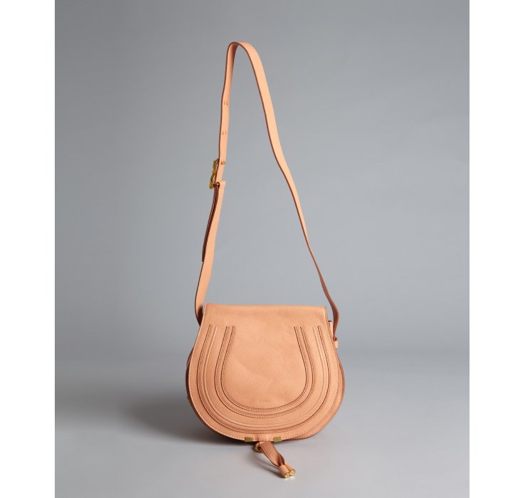 Chlo Coral Sand Grained Lambskin Marcie Crossbody Bag in Pink ...  