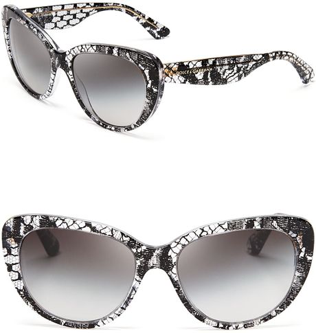 Dolce & Gabbana Black Lace Cat Eye Sunglasses in White (Blacklace) | Lyst